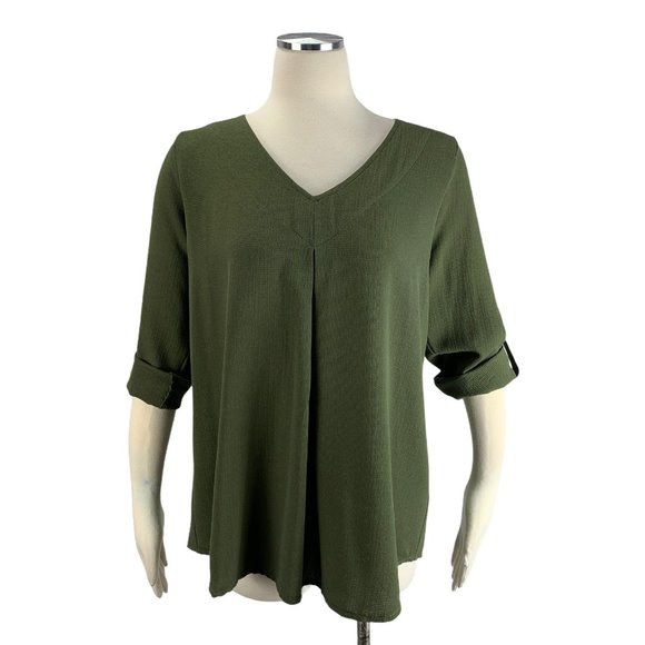 Lee's Closet Medium Blouse Khaki Green - Picture 1 of 6